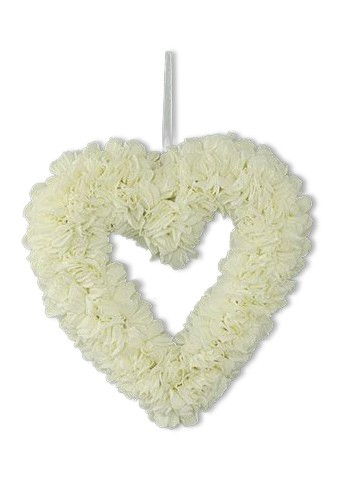 Srdce z pěnových růžiček 33cm/bílá - Dekorace a domácnost Dekorace Valentýn a svatba